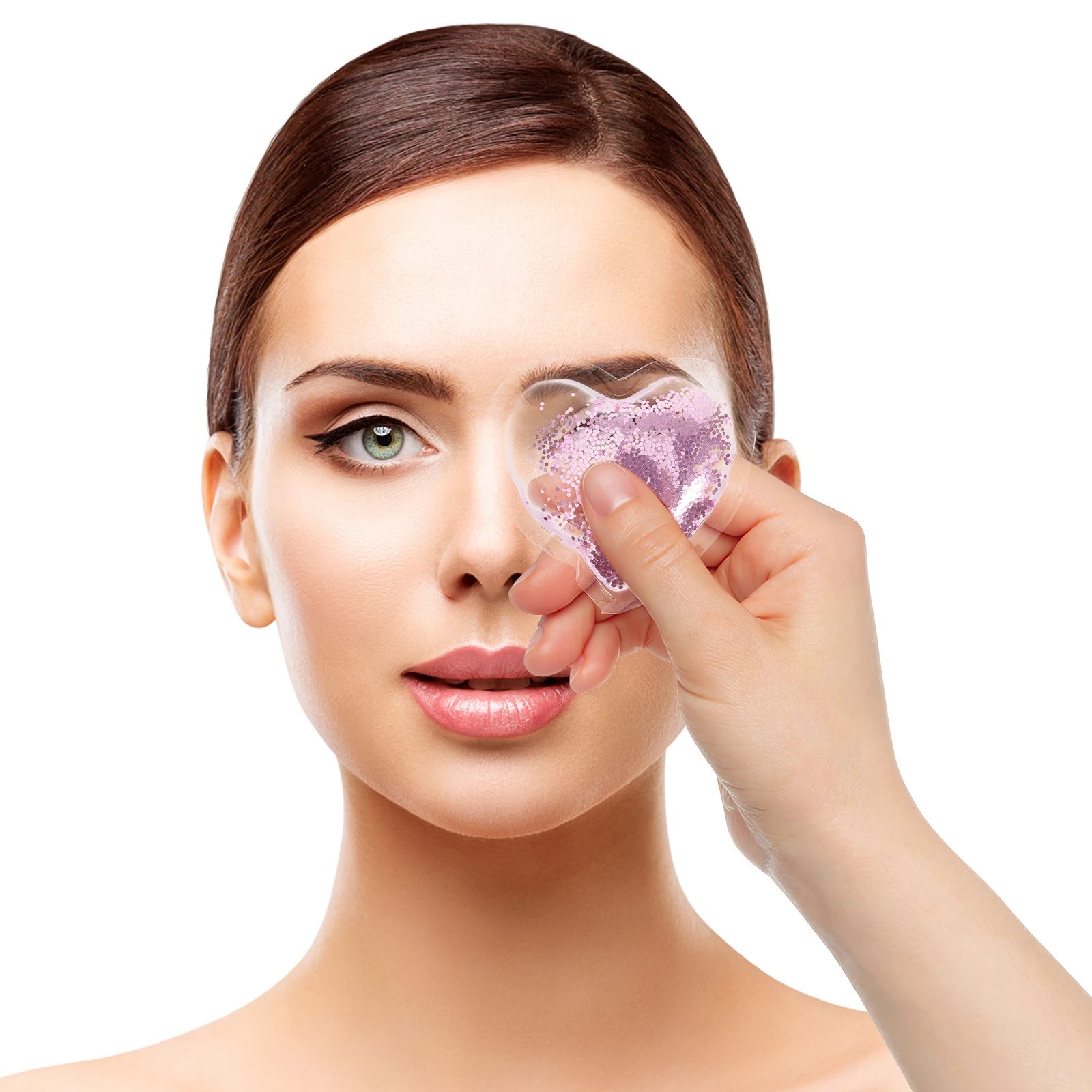 

4pcs Heart-Shaped Reusable Dark Circle Reduction Pvc Gel Cool Ice Patches Under Pads Patch Cold