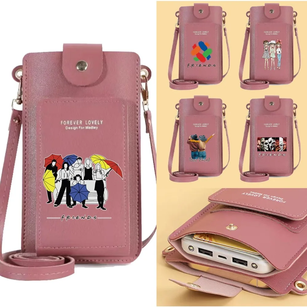 

Women Bags Simple Portable Mobile Phone Bag Friends Series Card Holder Crossbody Shoulder Strap Handbag Versatile Wallets
