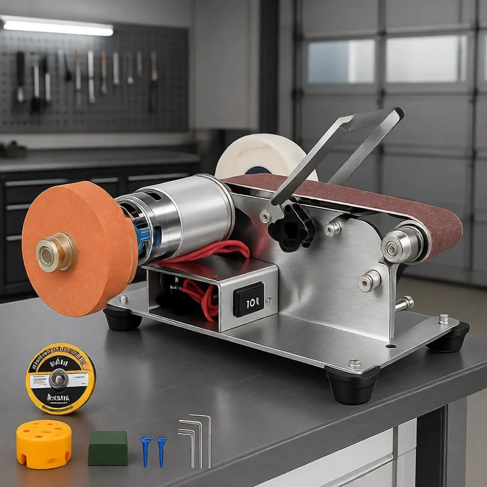 

Регулируемая по скорости мини-ленточная шлифовальная машина, электрическая точилка для ножей, гриндер для деревообработки, металла и DIY