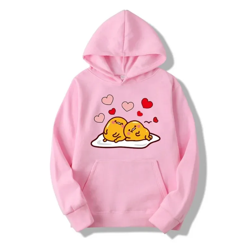 Cartoon Cute Anime Men Hoodies Sanrio Gudetama Casual Creative Fashion Graphic Cozy Popular Daily Male Sweatshirts Autumn Winter