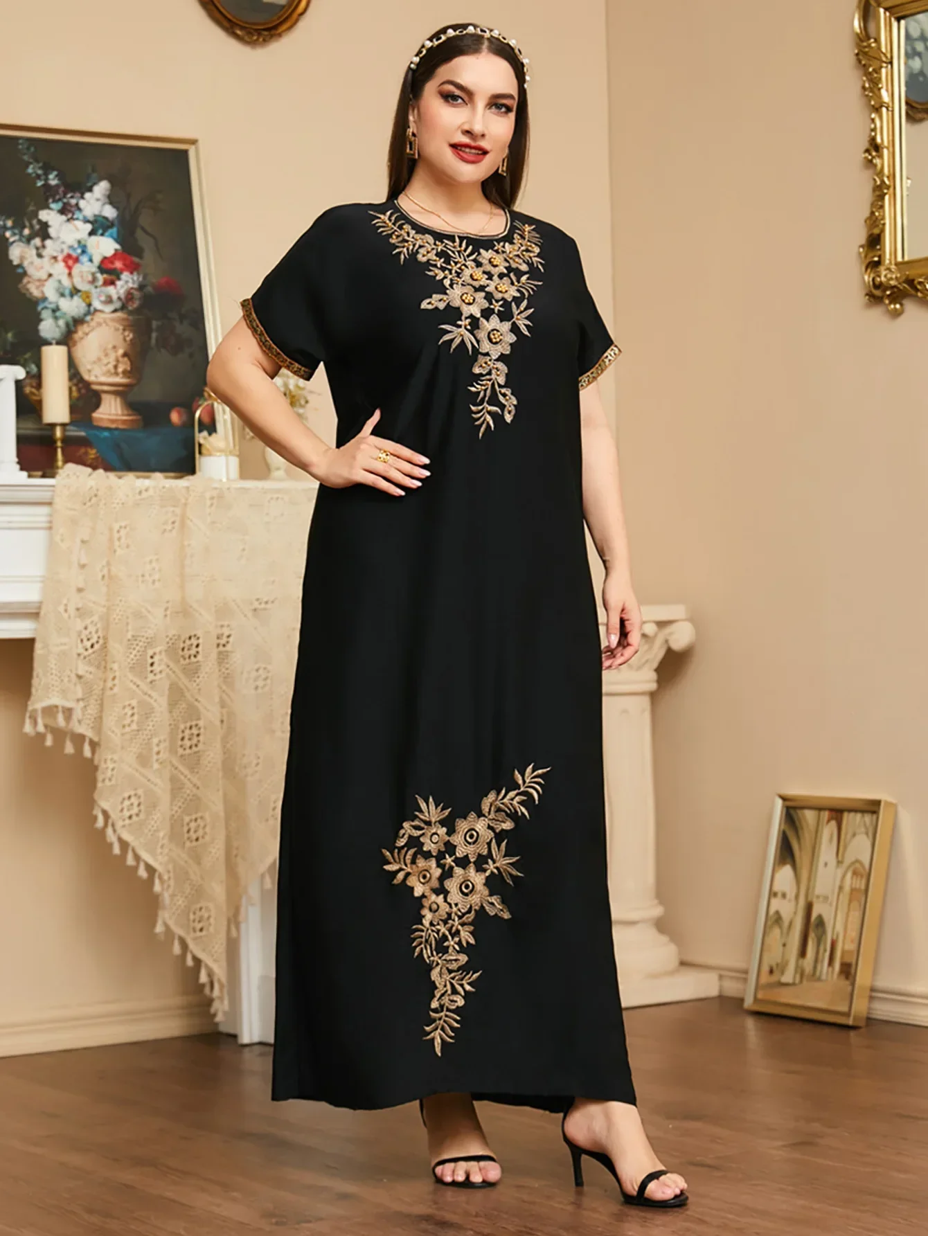 Dubaï caftan femmes broderie perlée longue Robe Maxi maroc Caftan turquie Abaya saoudien arabe Robe Islam Jalabiya Femme robes