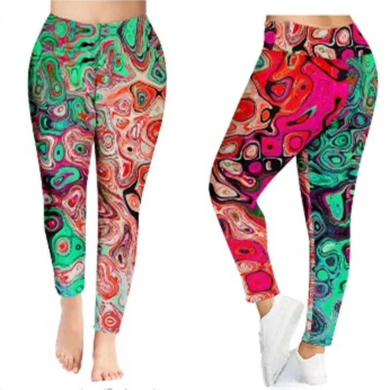 Summer Retro Tie Dye Print Pants Sexy Yoga Streetwear Leggings Women Y2k Joggers Fitness Tights Gym Trousers Push Up Leggings