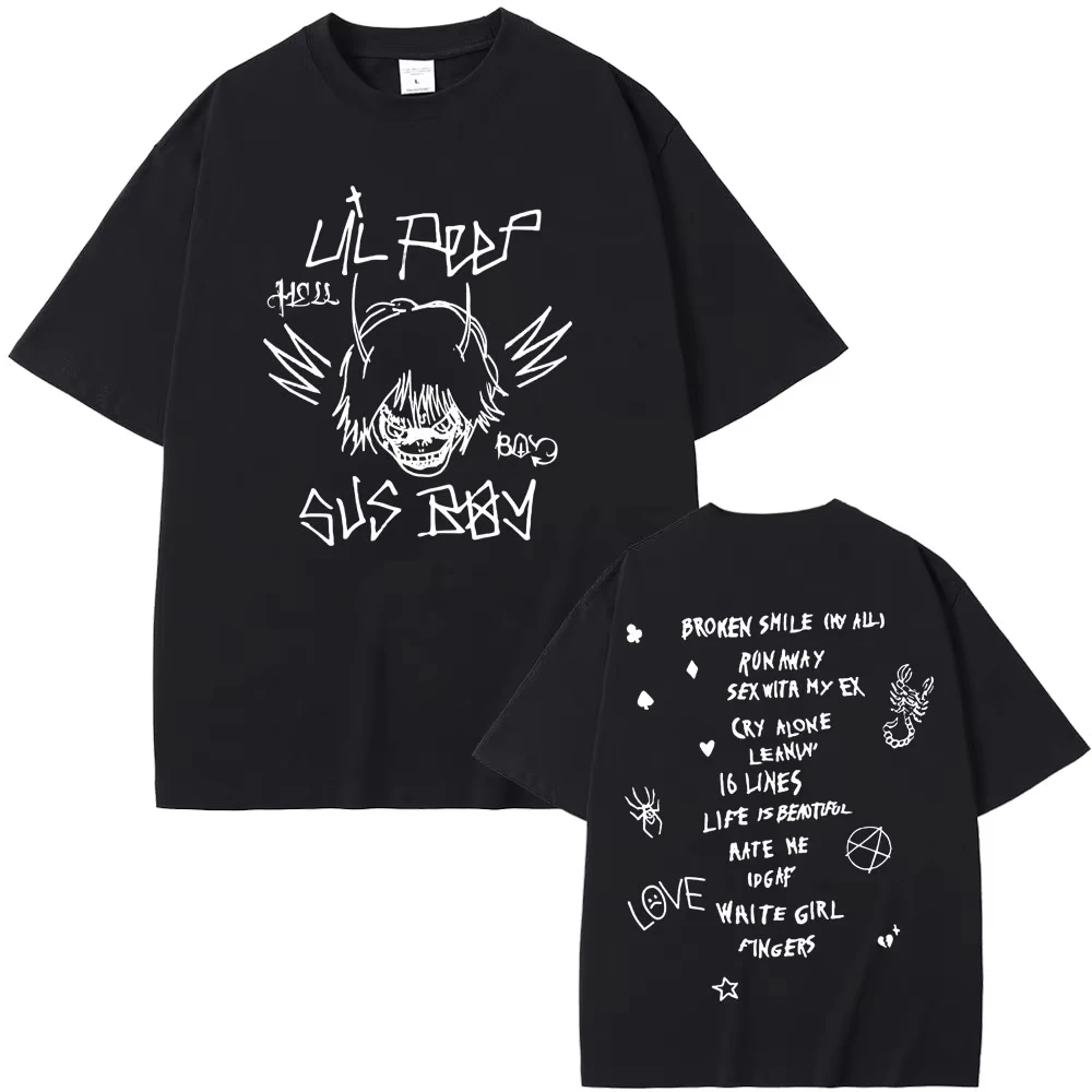 Camisetas gráficas de rapero Lil Peep Sus Boy, camisetas de gran tamaño de Hip Hop a la moda para hombres y mujeres