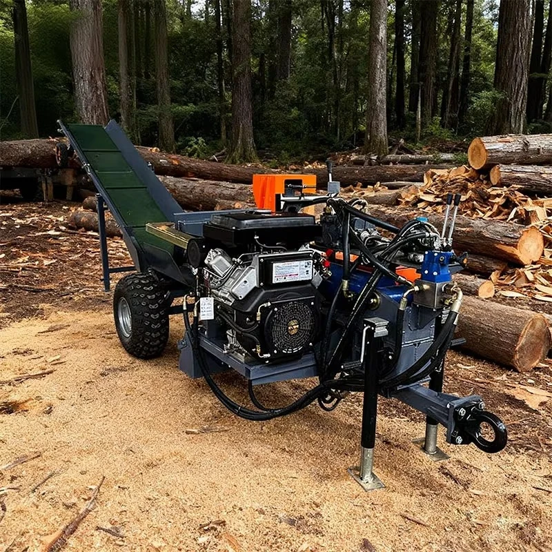 Precio CIF: Nueva y Potente Rajadora de Troncos Automática de 50 Toneladas con Elevador de Leña, Maquinaria para Trabajos de Madera Impulsada por Motor