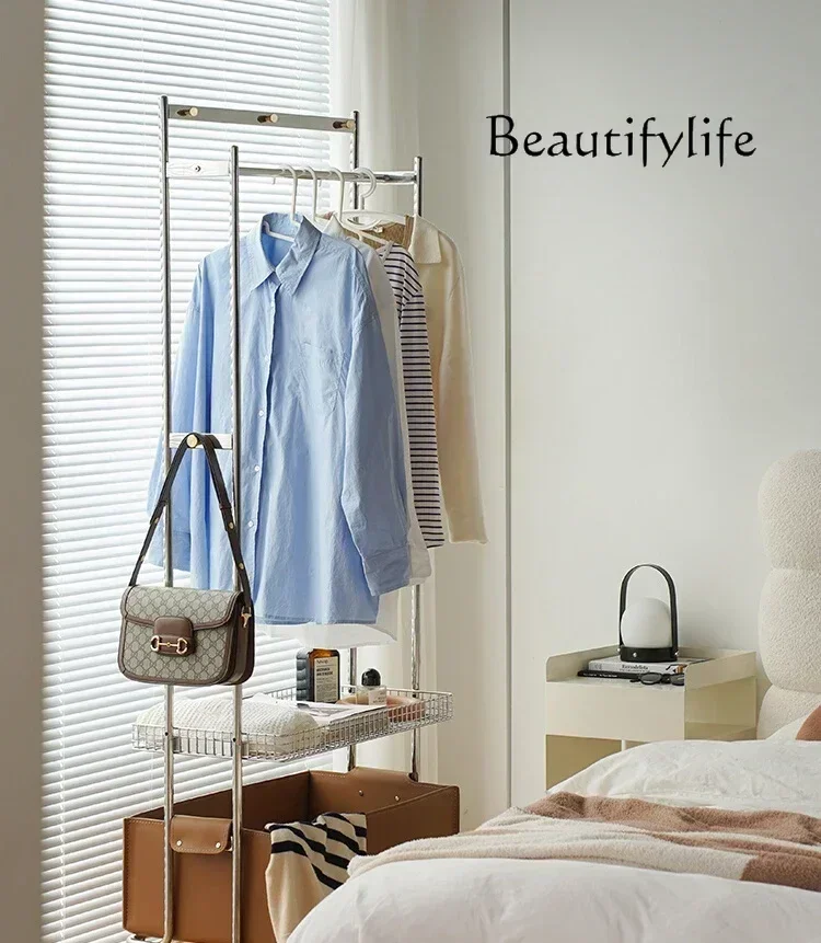 

N Mobile hanger floor-to-ceiling bedroom small apartment bedside stainless steel storage leather coat rack