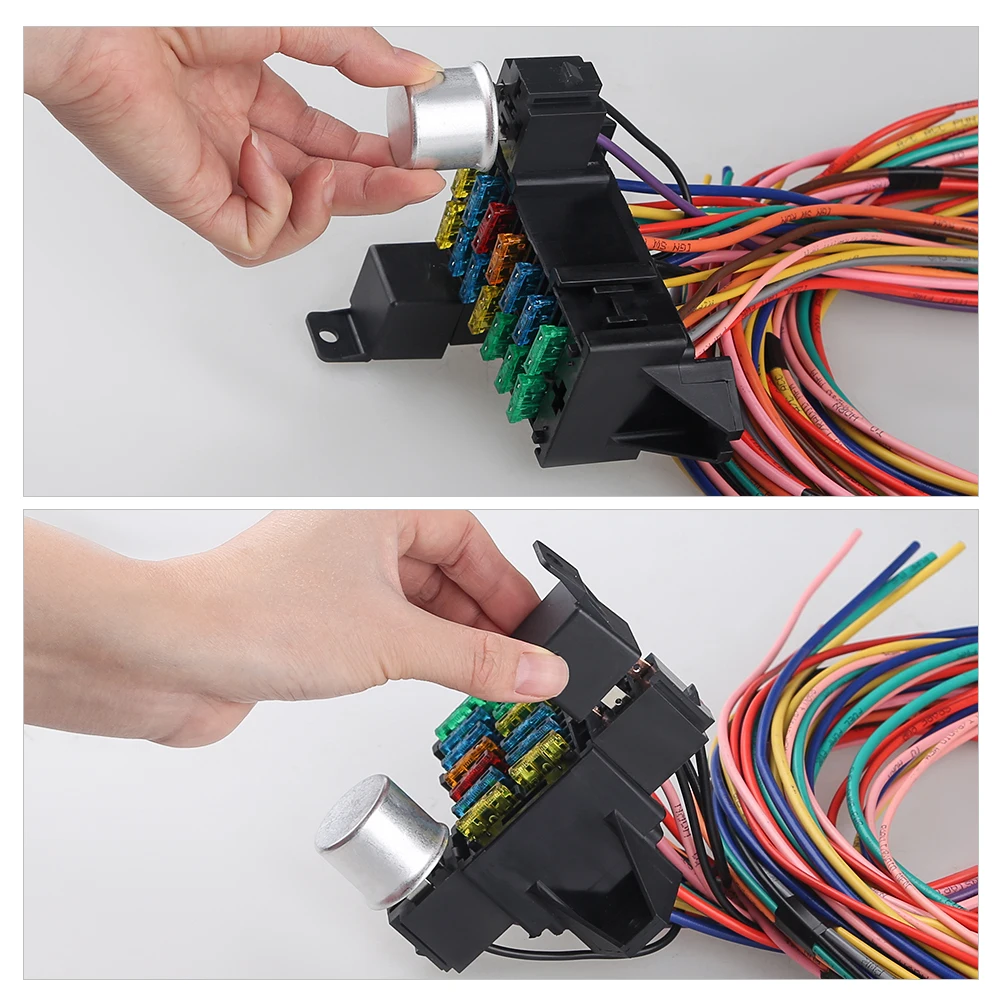 14 Circuit Wiring Harness Kit Professional Universal Electrical Wire Harness Car Modification Circuit 14 Fuse For Chevy Ford