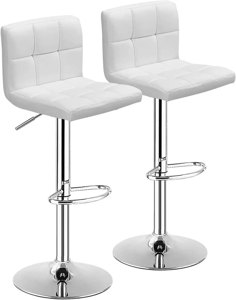 

Bar Stools Set of 2, Modern Swivel Adjustable Height PU Leather Bar Stool with Backrest, No Armrests Counter Height 2 Pack