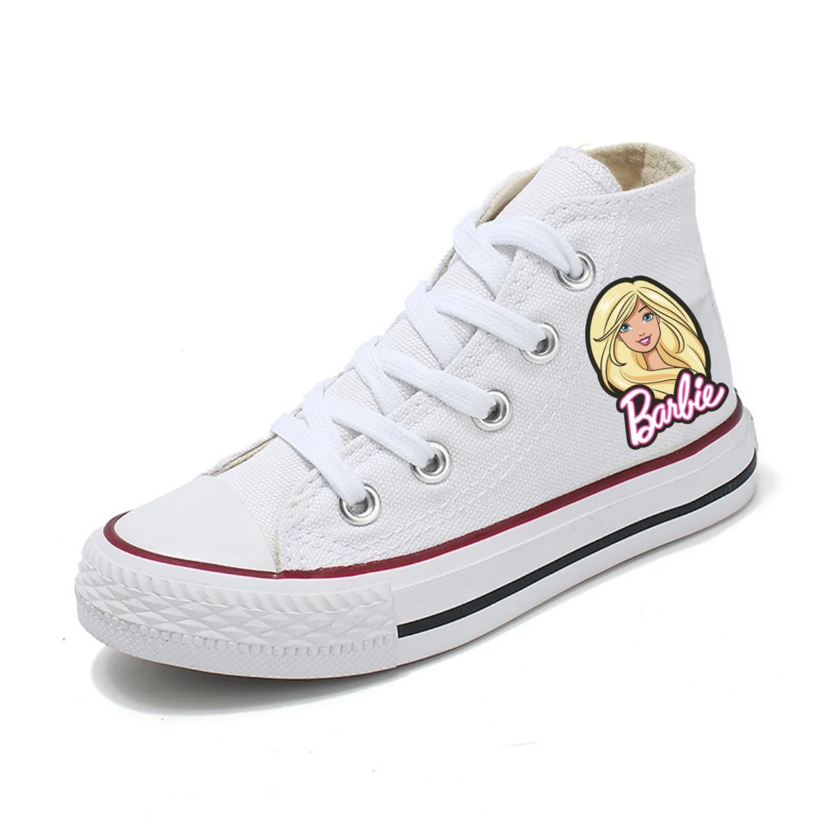 Girls Barbie Shoes Kids Canvas Shoes Anime Barbie Tennis Shoes Girls White Shoes New Children Casual Sneakers Size 21-32