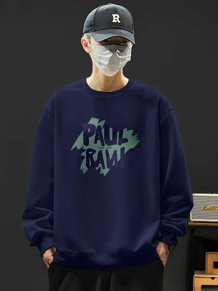 

Мужская толстовка с длинными рукавами и круглым вырезом, свободного кроя, модная, в городском стиле, весна-осень, из смеси хлопка и полиэстера