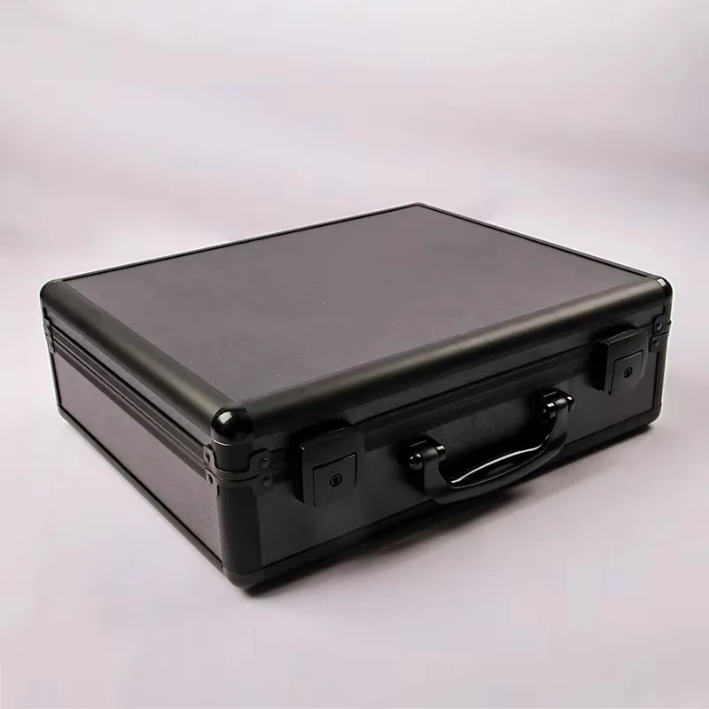 Customized Size Logo, Custom Design, Black Pressed Briefcase, Waterproof Aluminum Hard Box, Wholesale Foam Laptop Box with Waves