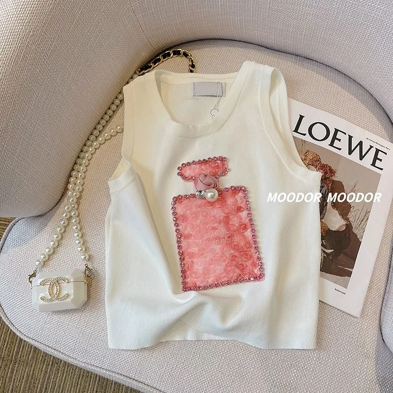 Summer Women Tank tops Luxury Designer Sleeveless Top Women Clothes Korean Fashion Girl Embroidered High end Sling Camls