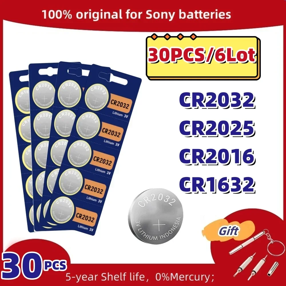 Original For Sony CR2032 Lithium Battery CR2025 CR2016 CR1632 Watch Toy Calculator Car Key Remote Control Button Coin Cells