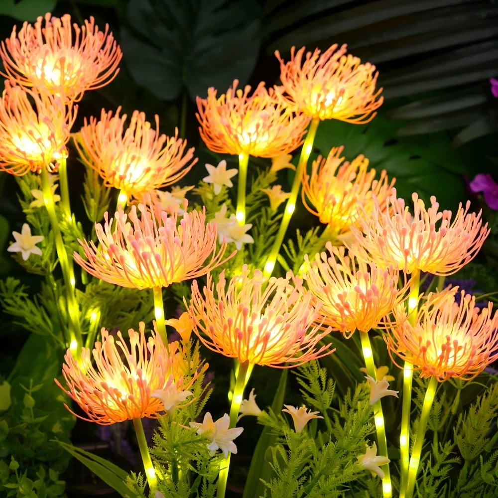 1/2 Unidades de Luzes Solares de Estaca em Formato de Flor Artificial, Luzes Decorativas Externas Impermeáveis para Jardim, Pátio, Quintal, Casamento, Festa e Paisagismo