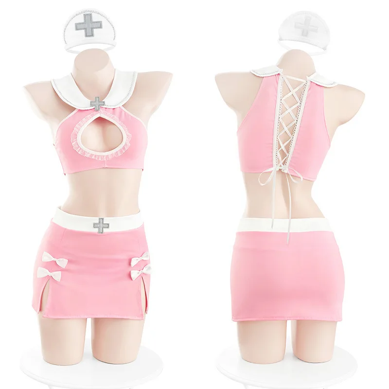 Großhandel Damen Kawaii Roleplay Krankenschwester Uniform Lady Naugty Zweiteilige aushöhlen Cosplay Arzt Dessous Kleid Fliter Kostüme