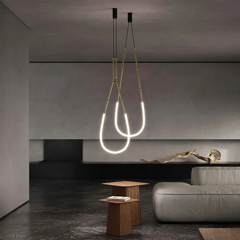 Imagem -03 - Nordic Modern Art Linha Led Pendant Lamp Elegante Pendurado Luz Sala de Estar Sala de Jantar Decoração Iluminação Designer