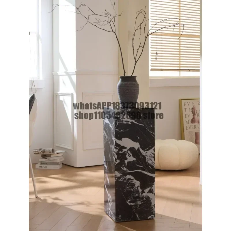 Quiet wind small side table coffee table minimalist retro mobile sofa side shelf Bulgari rock slab flower stand display stand