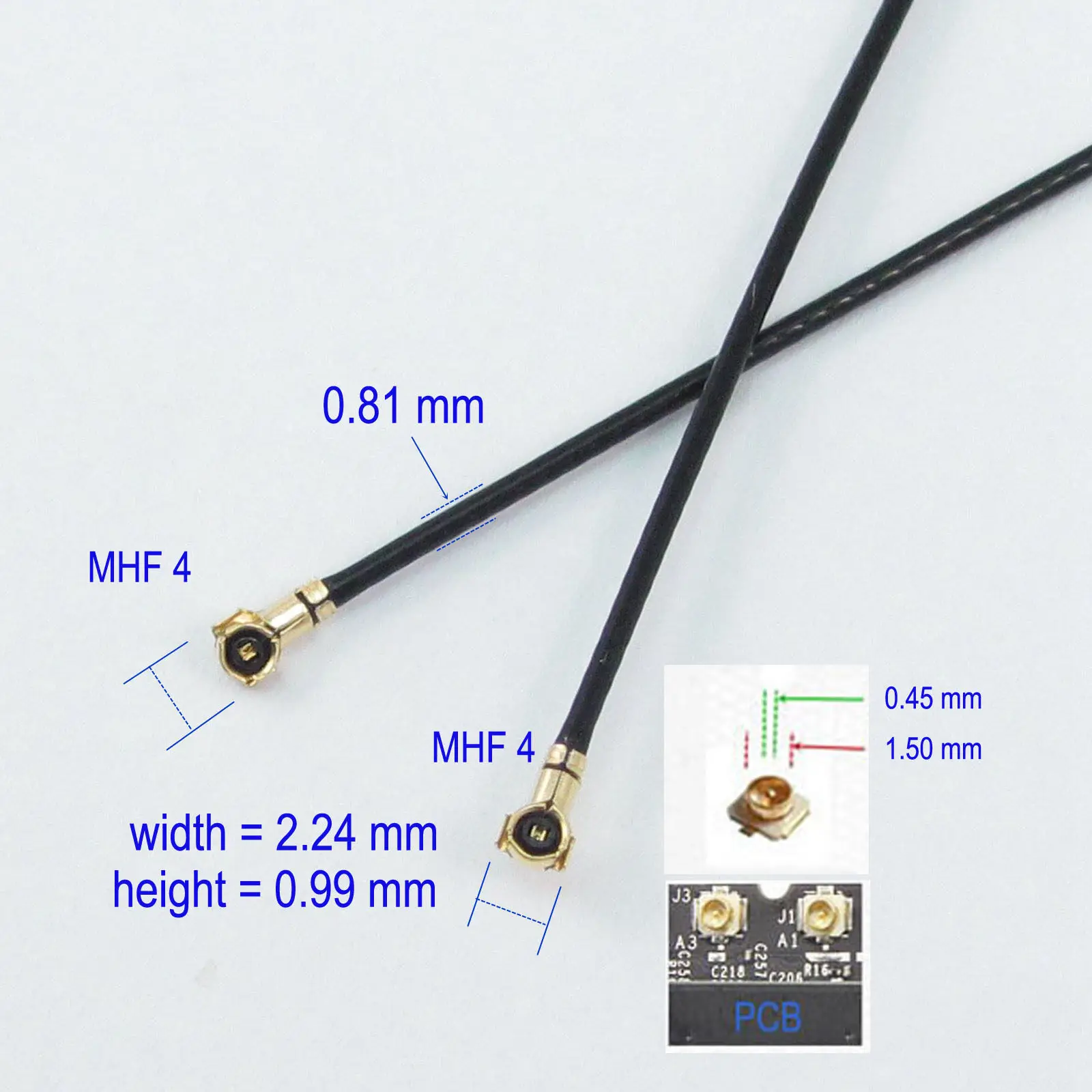 

MHF4 to MHF 4 VI IPX 0.81mm black Cable RF Pigtail Coax Jumper Antenna for PCB Mount Socket Jack Female connector