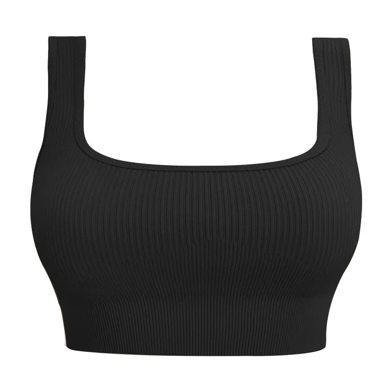 Women Sexy Fitness Yoga Bra Backless Navel Exposed Vest Seamless Thread Knit Solid Sports Bra Gym Outdoor Trainning Sports Bra