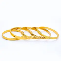 Wholesale Jewelry-- Embroidery Bangles and Bracelets 58mm For Women Wedding Jewelry Pure Gold Color