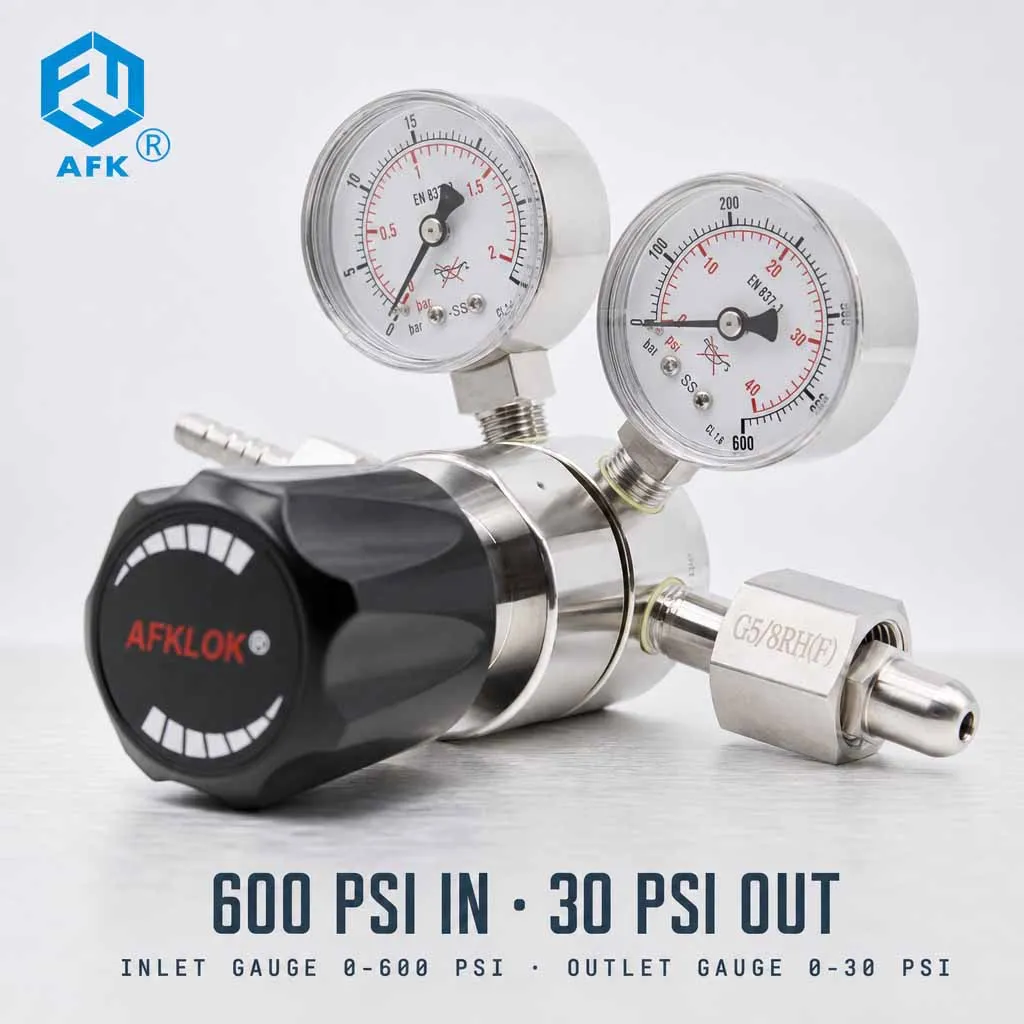 316L SS Gas Pressure Regulator Gauge Oxygen Ammonia NH3 Input 206bar PSI/Bar for Industrial And Scientific Use