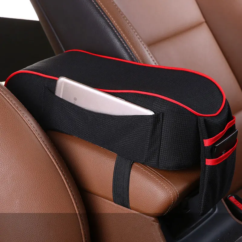 

Universal Car Armrest Box Pad Cushion Auto Center Console Arm Box Cover Heighten Pad With Pocket Hand Support Car Accessories