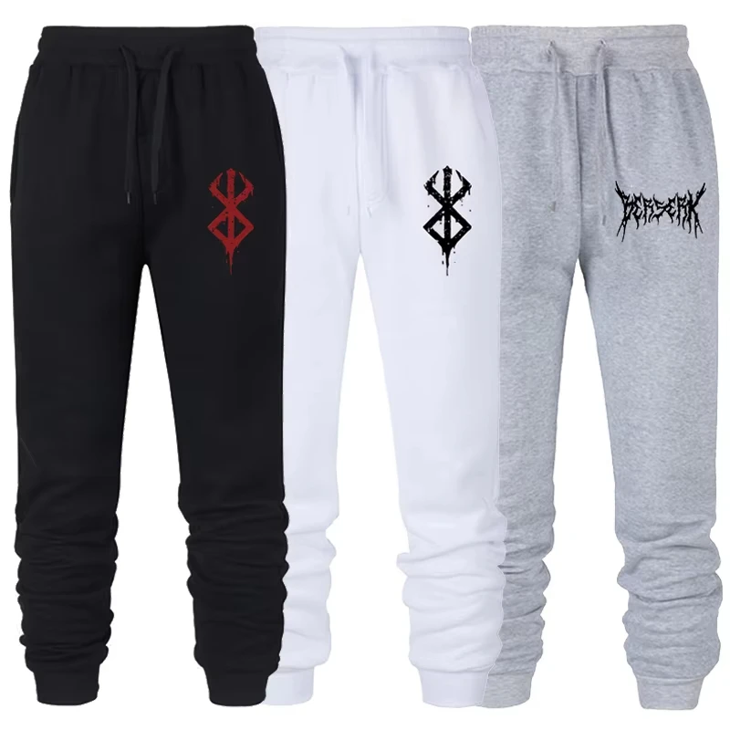 Men's Anime Print Wool Jogging Pants 2025 New Trendy Casual Versatile Running Trousers Fashionable Unisex S-3XL