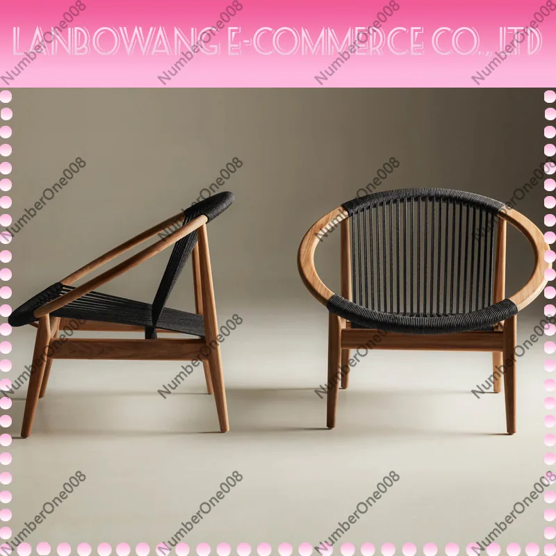 Nordic Solid Wood Rattan Sofa Chair Teak Outdoor Furniture for Garden Patio Balcony Living Room