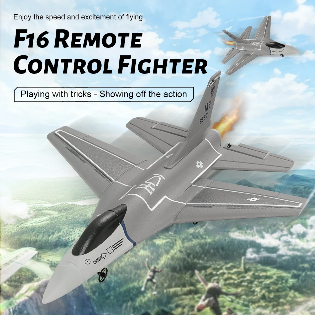 F16 RC Plane 2.4GHz 3CH RC Glider With 290mm Wingspan EPP Foam 6-Axis Self-stabilization Remote Control Airplane Toys for Boys