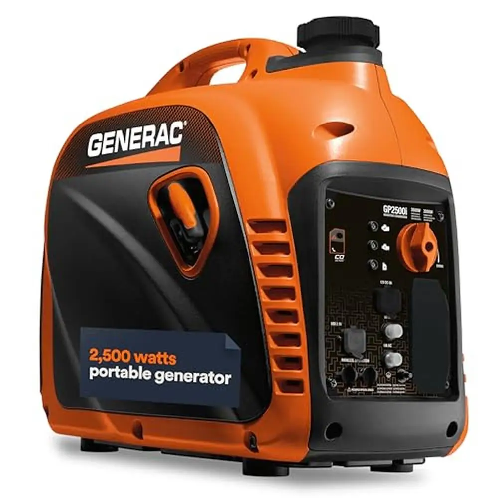 Portable Inverter Generator 2500-Watt Gas Power Clean Stable Lightweight Compact Design COsense Technology LED Indicators USB