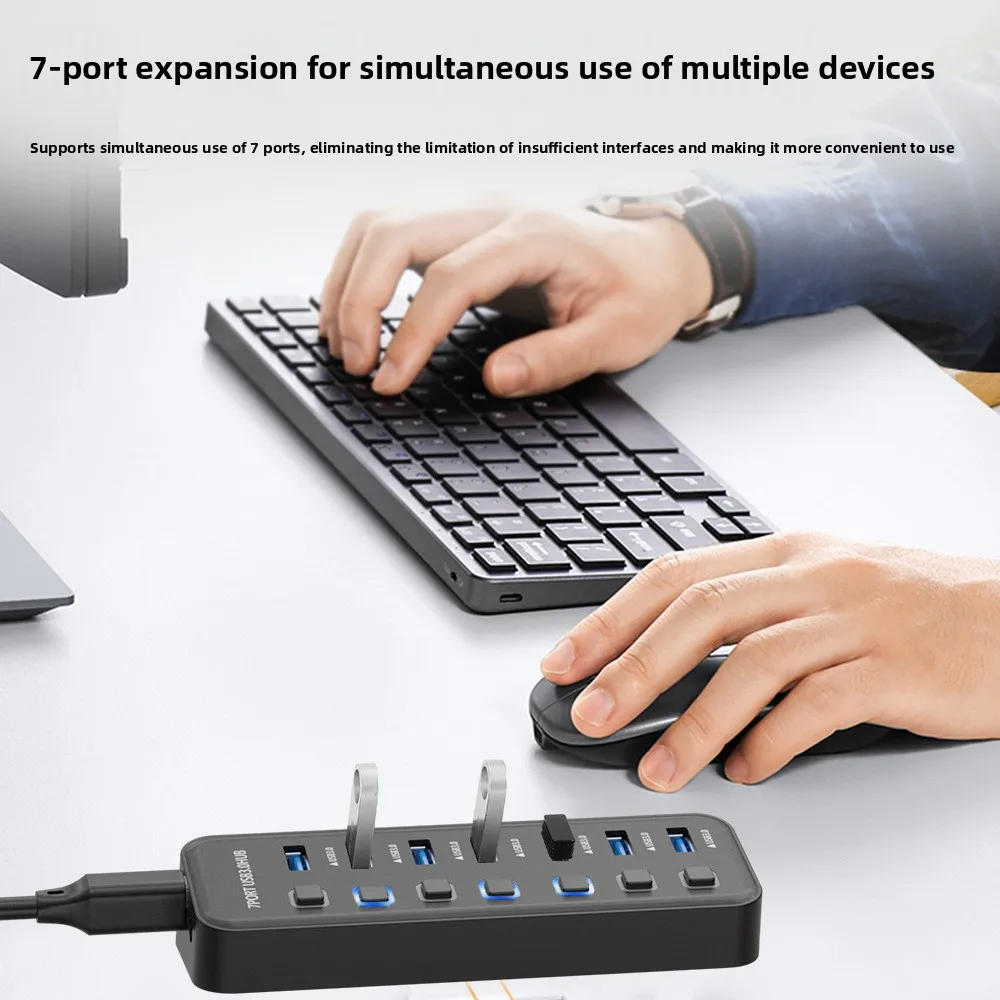 USB 3.0 Hub 4 Ports 7 Ports USB 3.0 Data Port Adapter 5Gbps High Speed Individual on/Off Switch Splitter USB Extension