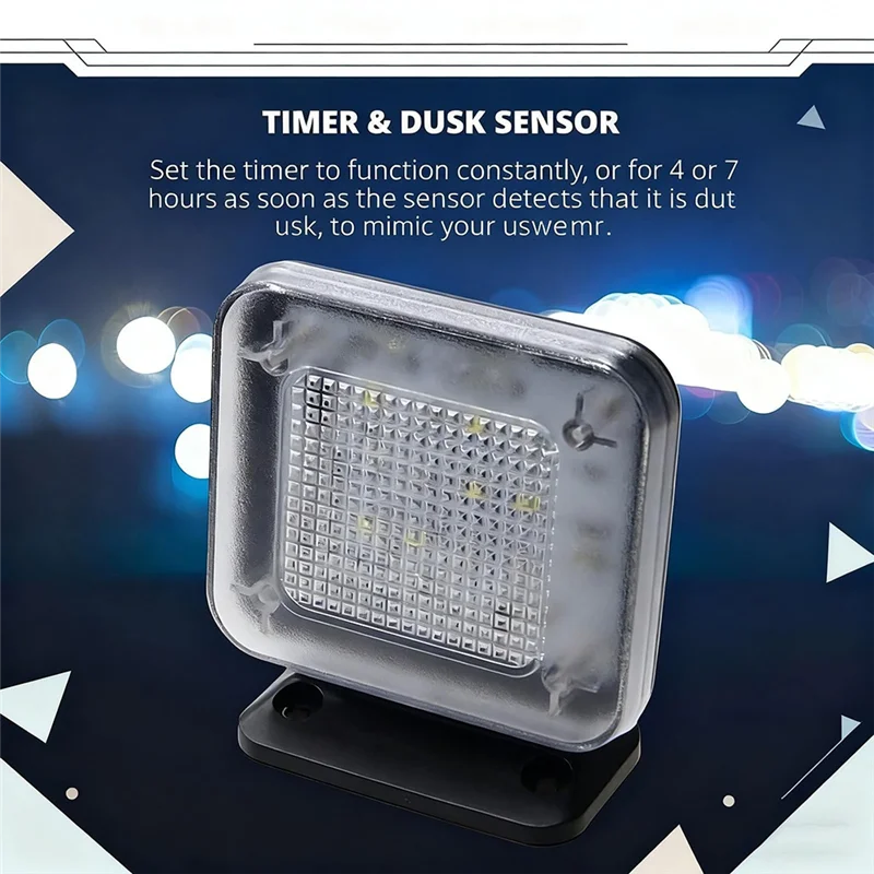 JABS-LED Luce deterrente per la sicurezza domestica-Simulatore di luce, timer e sensore Protezione antifurto per la tua casa all'avanguardia