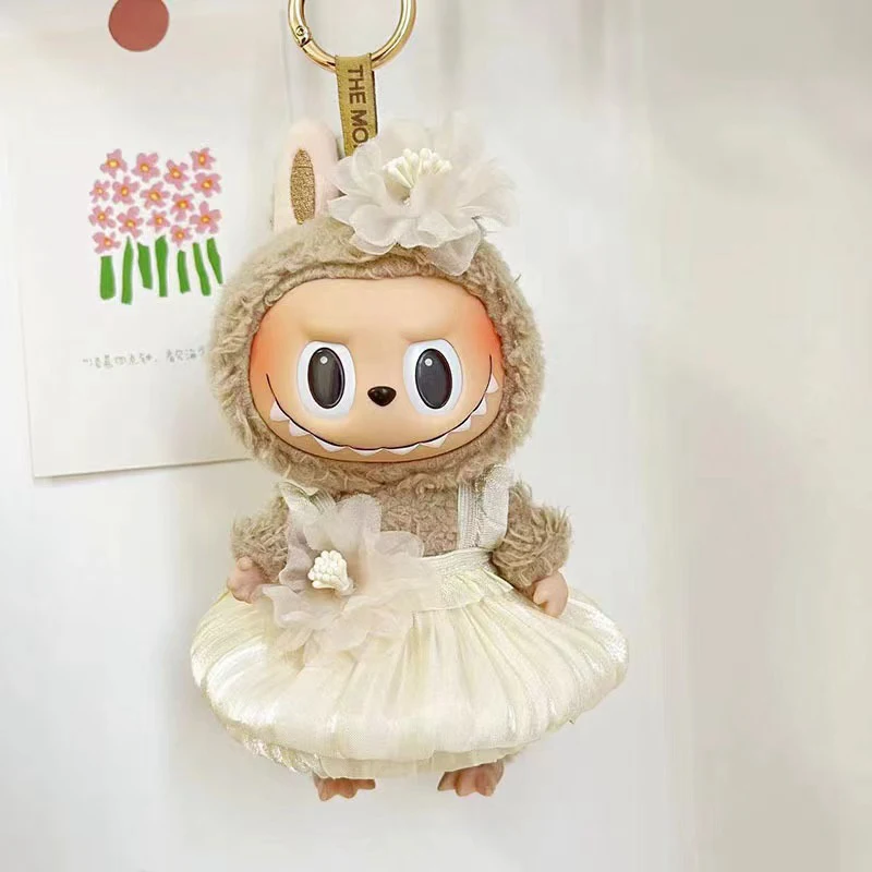 Cute Mini Plush Doll Clothes, Outfit Acessórios para Coréia Kpop Exo Labubu Idol Dolls, Wedding Dress Clothing, DIY Kids Gift, 17cm