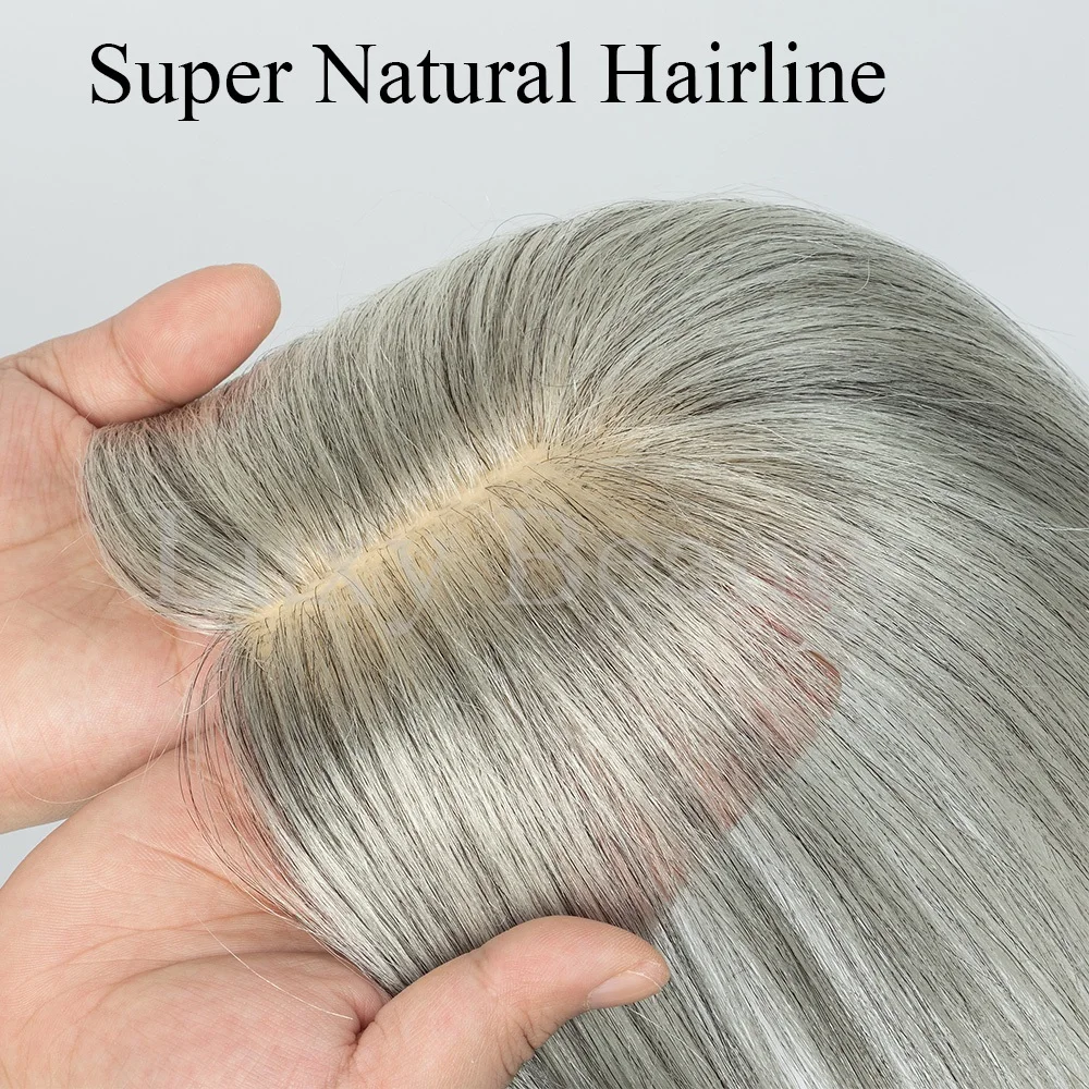 Hiasan Rambut Manusia Abu-abu untuk Wanita 100% Klip Rambut Manusia Dalam Potongan Rambut Hitam Alami Coklat Pirang Klip Di Rambut Puncak