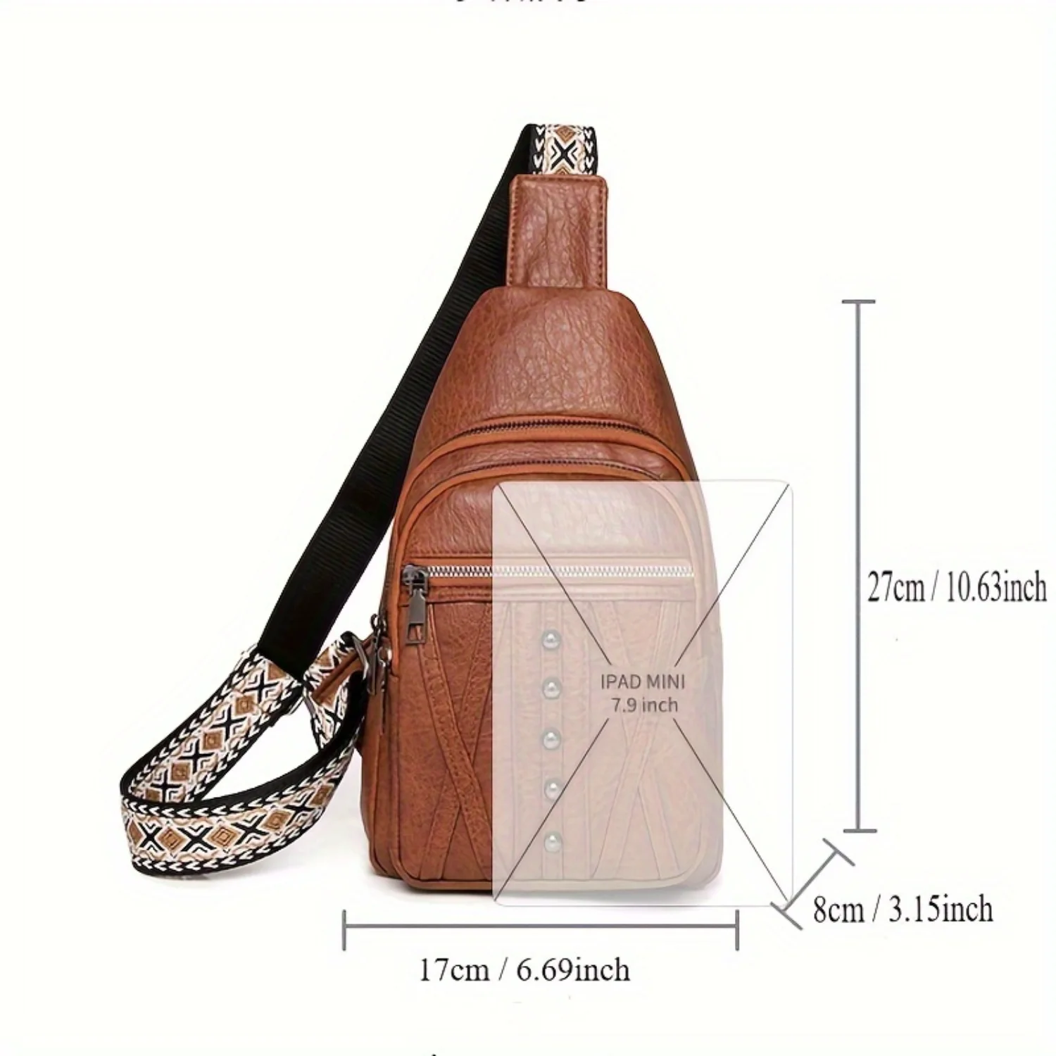 1 peça, mochila feminina elegante, bolsa crossbody de couro pu com vários bolsos, bolsa de peito esportiva vintage leve para viagem