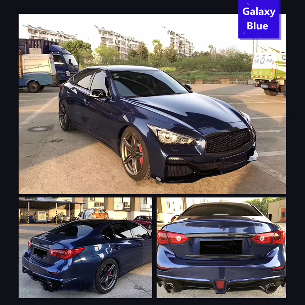 Pellicola protettiva adesiva per auto in vinile metallizzato lucido blu galassia con pellicola protettiva per auto con bolle libere