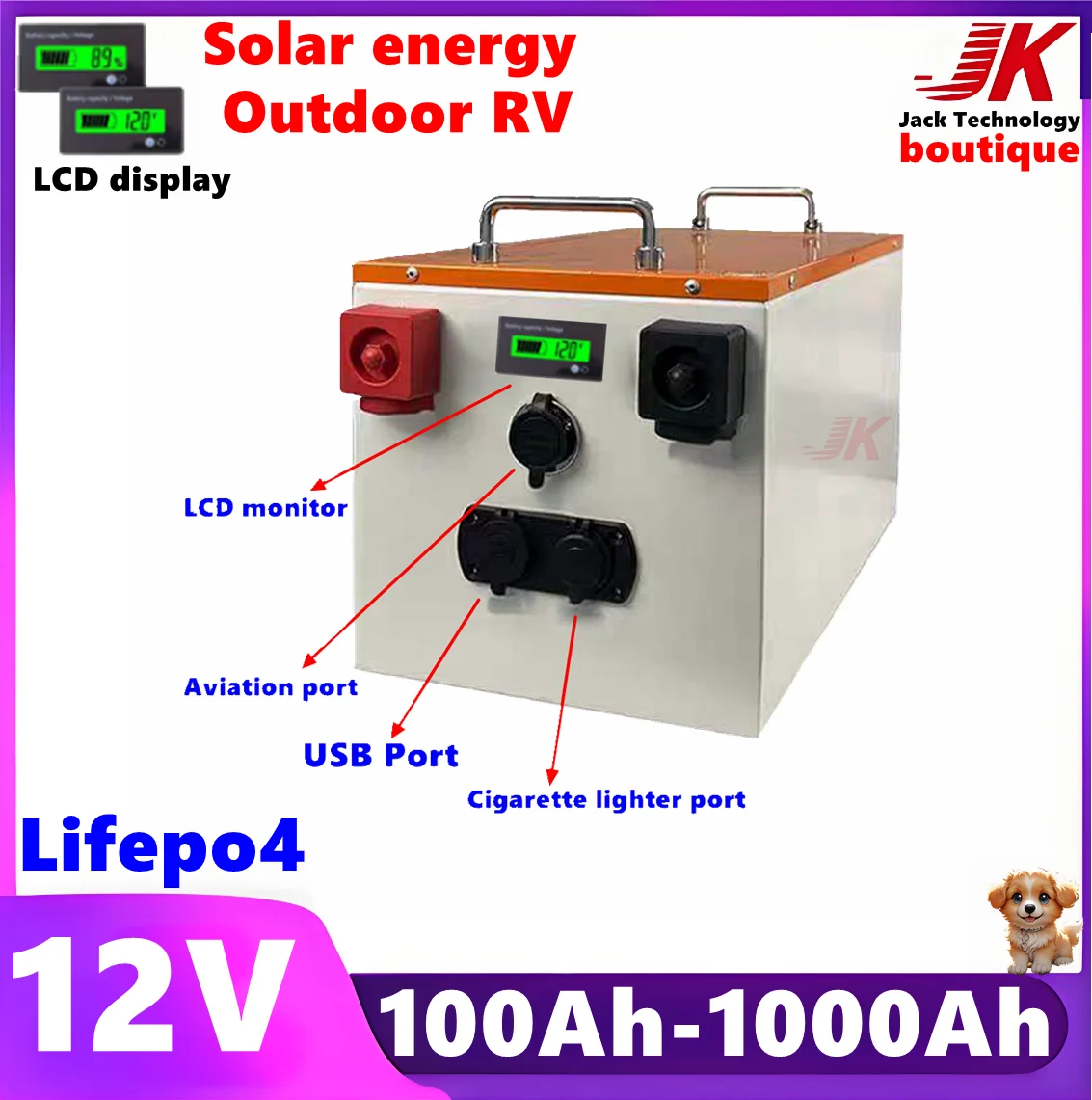 JK Lifepo4 Battery 12V 200Ah 100Ah 300Ah 400Ah 500Ah 600Ah 800Ah 1000Ah for RV,Off-Grid Household Electricity Office UPS RV Boat