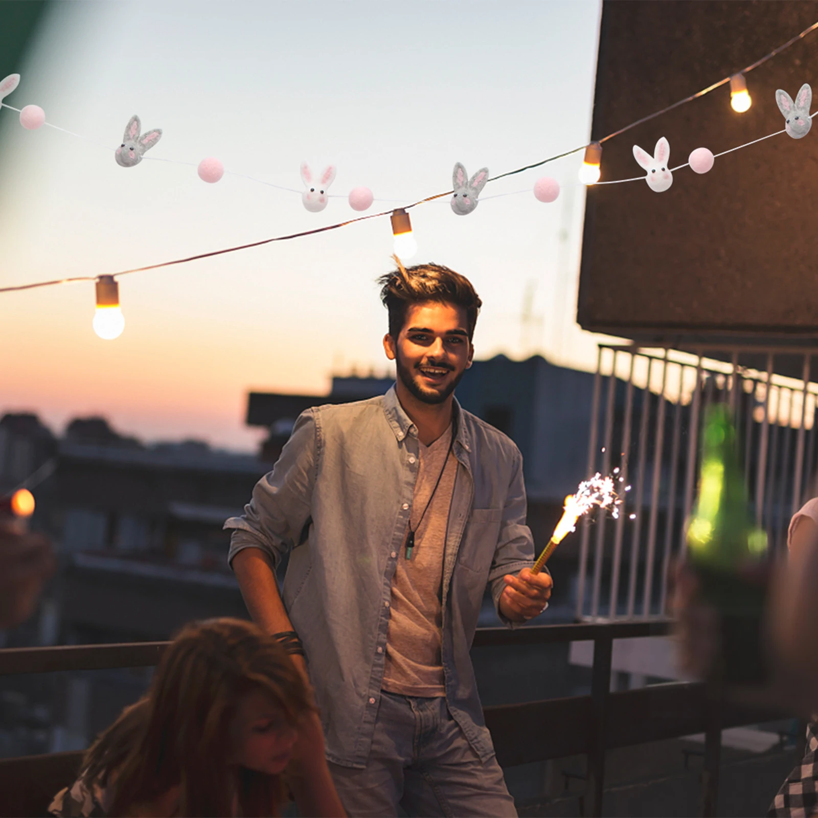 

Wool Ball Rabbit Pendant Room Decoration Wall Hanging Adornment Festival Home Banner String Photography Prop Ball Ornaments