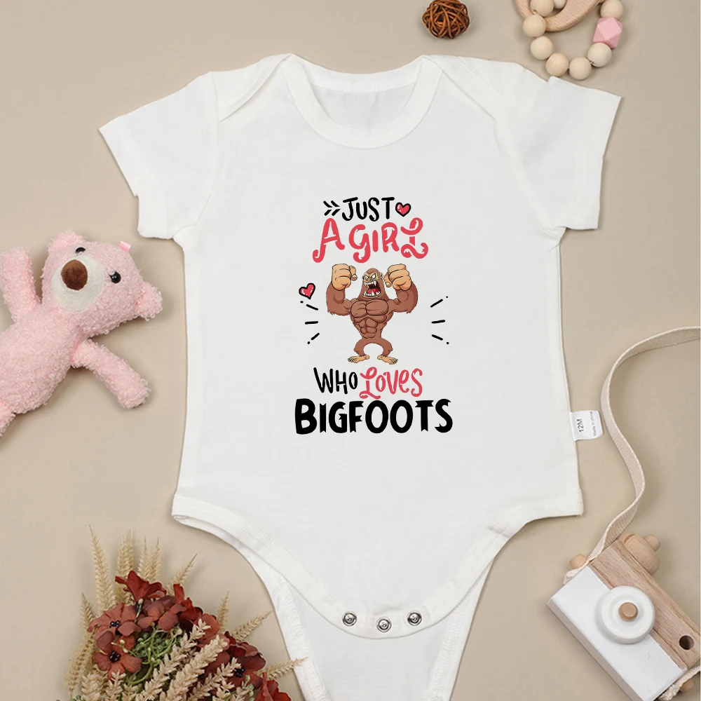 Love Bigfoots Funny Baby Girl Clothes Cartoon Animal Summer Casual Toddler Bodysuits High Quality Pure Cotton Breathable Onesie