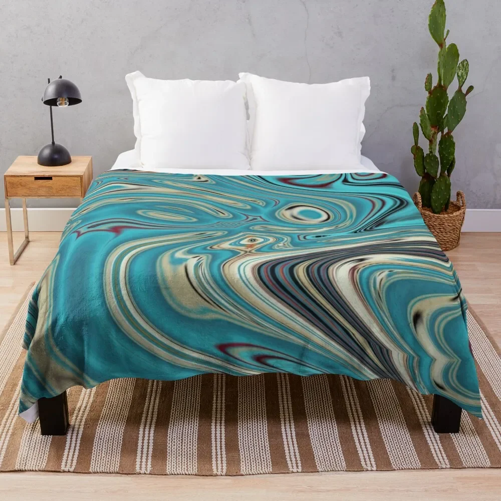 

abstract teal turquoise marble swirls mid century modern Throw Blanket Soft Big Large Giant Sofa Blankets