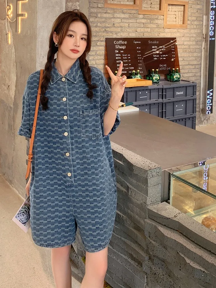

Loose Fit Thin Denim Overalls Women Summer 2026 Sli Small Size High End Beautiful Wide Leg orts Pants Suit