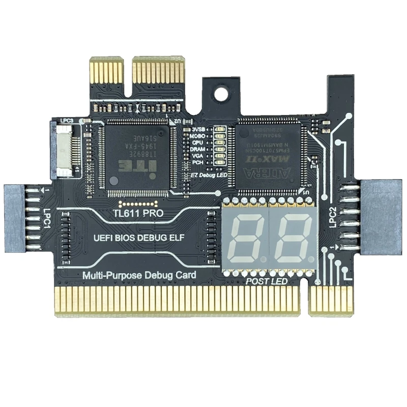 TL611 PRO diagnostische kaart, Pcie-diagnostische kaart voor desktop Pci-moederborden voor desktops en laptops (zwart)