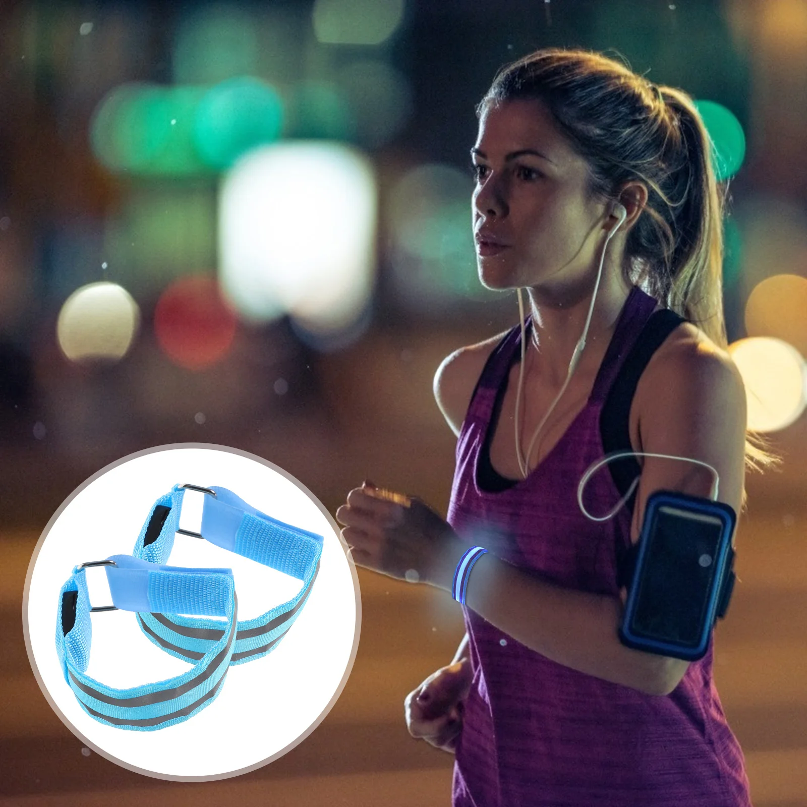 

Running Light Bracelet LED Rechargeable Wristbands Reflective Slap Luminous Sports Glow Belt Bracelets Red Orange