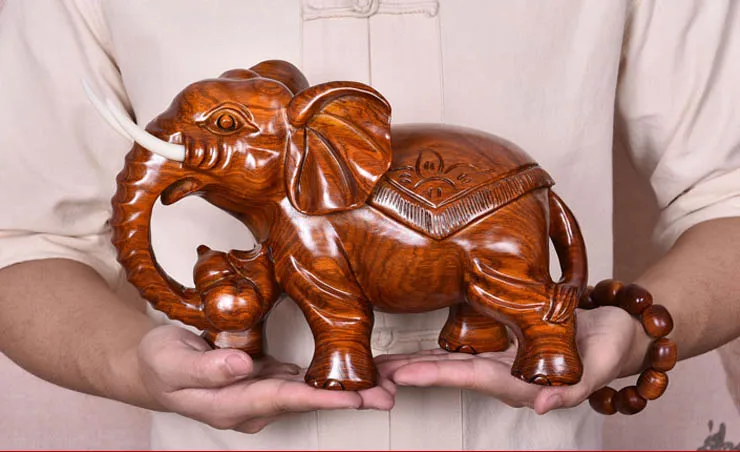 $700 -TOP business office home efficacious Talisman FENG SHUI Handmade Yellow pear wood Thailand Elephant Sculpture