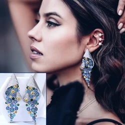 Missvikki Luxury Vintage Big Earrings For Noble Women Wedding Party CZ Original Design Dubai Bridal Earrings Gorgeous Jewelry