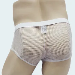 Sexy Mens Trunks Fine Mesh Translucent Briefs U Convex Pouch Shorts Fishnet Breathable Perspective Low Rise Underwear