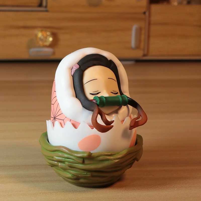 

Аниме Demon Slayer Kimetsu No Yaiba Tanjirou Zenitsu Сидячая поза tumbler Фигурки каваи ПВХ Модель игрушки куклы. Подарочная коробка