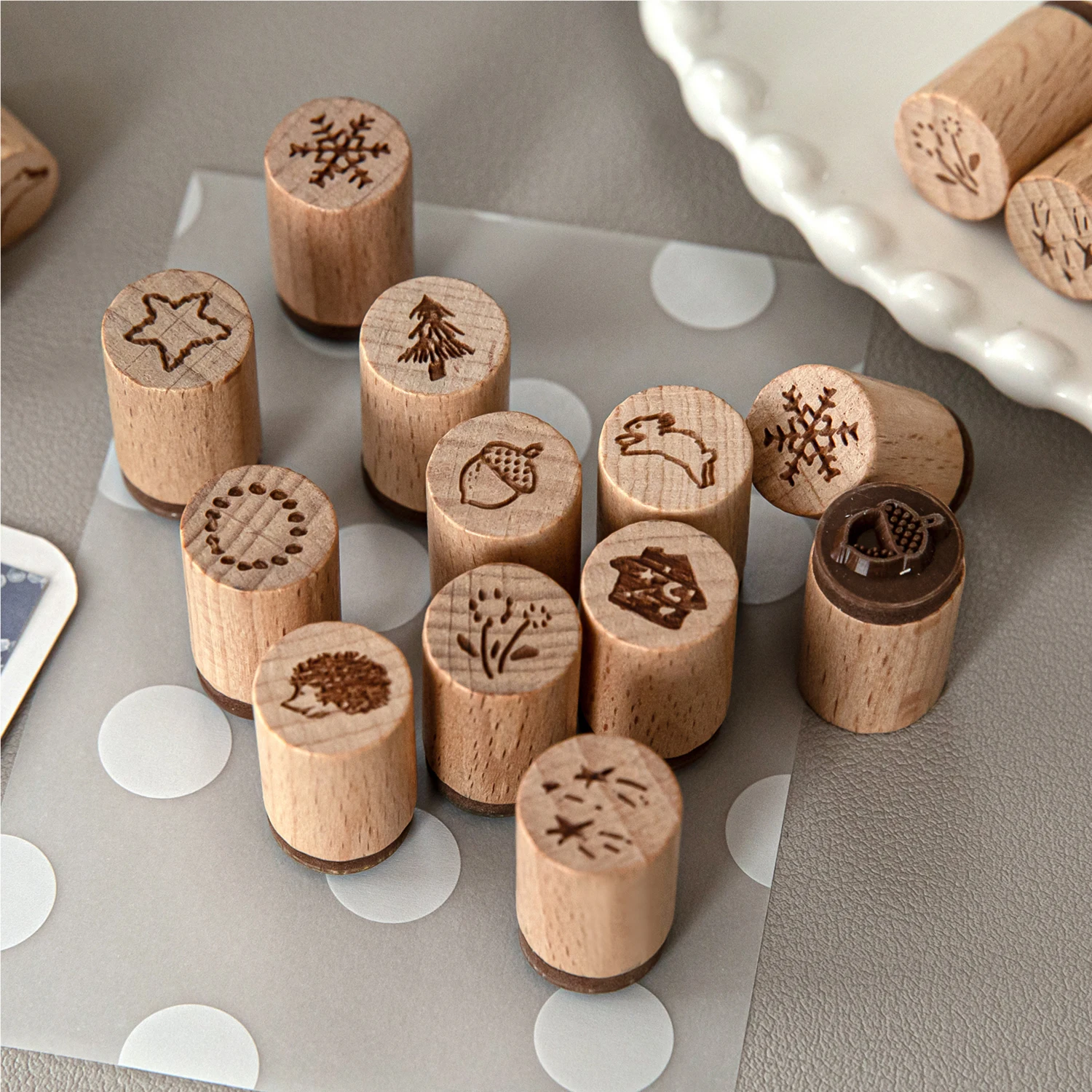 Morning Rain Little Forest Mini Handbook Stamps for Children Cute Animal Cartoon Patterns DIY Check-In Border Decoration (Ink Pad Not Included)