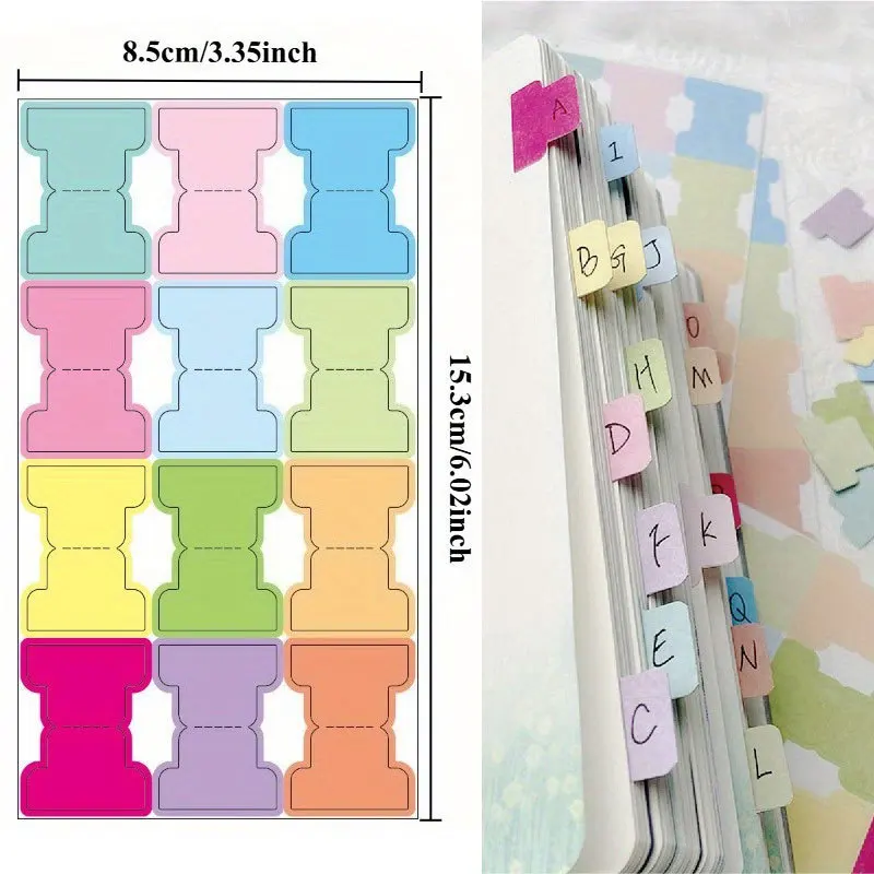 JCAC 10pcs Colored Index Tabs, Writable Tear-Resistant Self-Adhesive Page Markers, Planner & Book Sticky Notes