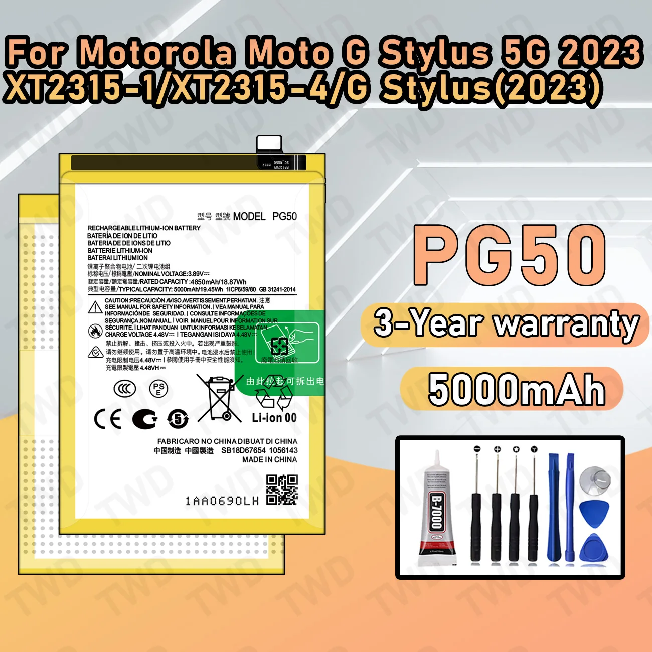 PG50 Large capacity Battery For Motorola Moto G Stylus 5G 2023/XT2315-1/G Stylus(2023) batteries New High Quanlity+Free Tools