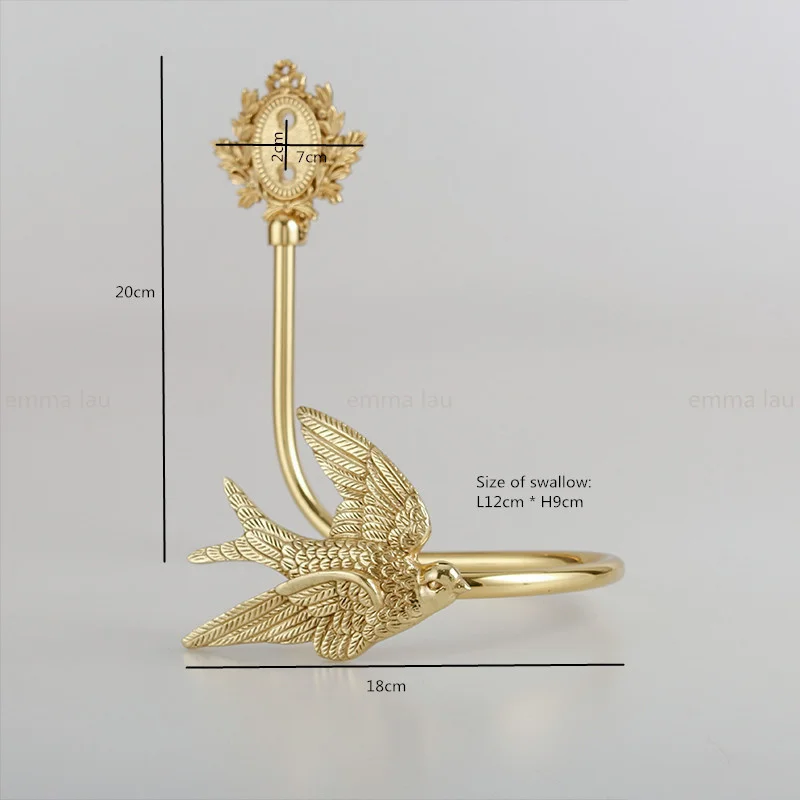 Imagem -05 - Retro Solid Brass Bird Horse Shape Cortina Cabides Janela Dressing Hook Quarto Decorativo Hardware Dourado